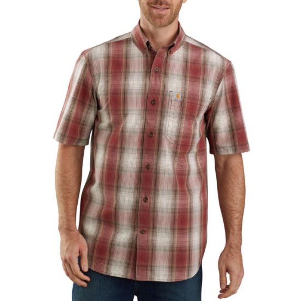 Carhartt 104174 -‎ Relaxed Fit Lightweight Plaid Shirt Dark Barn Red